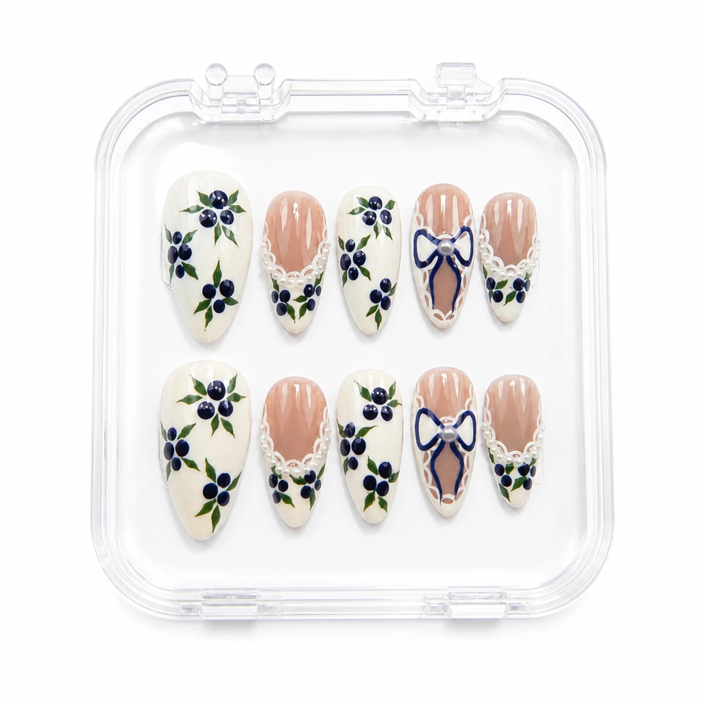 Press-on Nails Wholesale $7.90 Blueberry Lace by Yabe Vietnam
