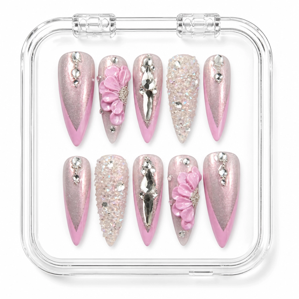 Press-on Nails Wholesale $7.90 Floral Frostbite by Yabe Vietnam