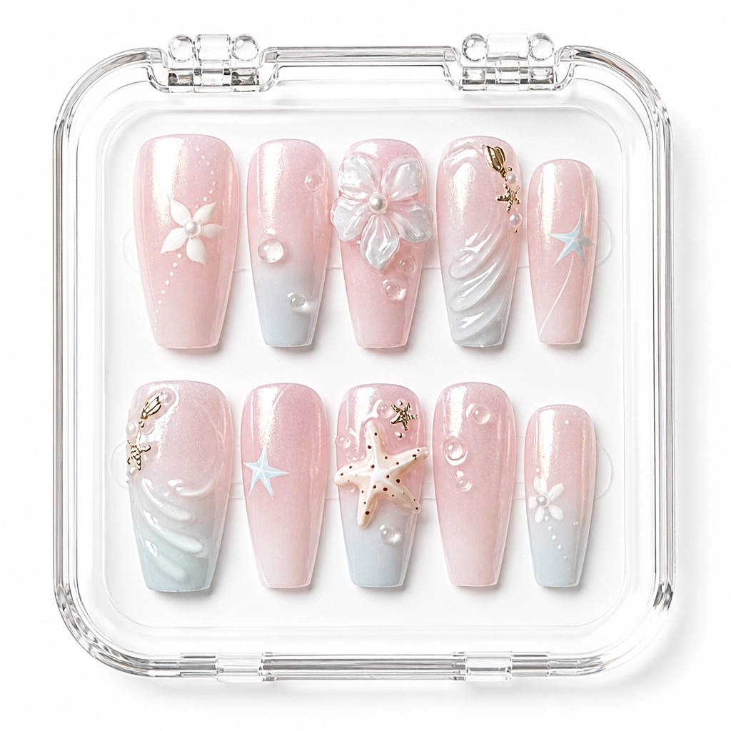 Press-on Nails Wholesale $7.90 Seaside Serenity by Yabe Vietnam