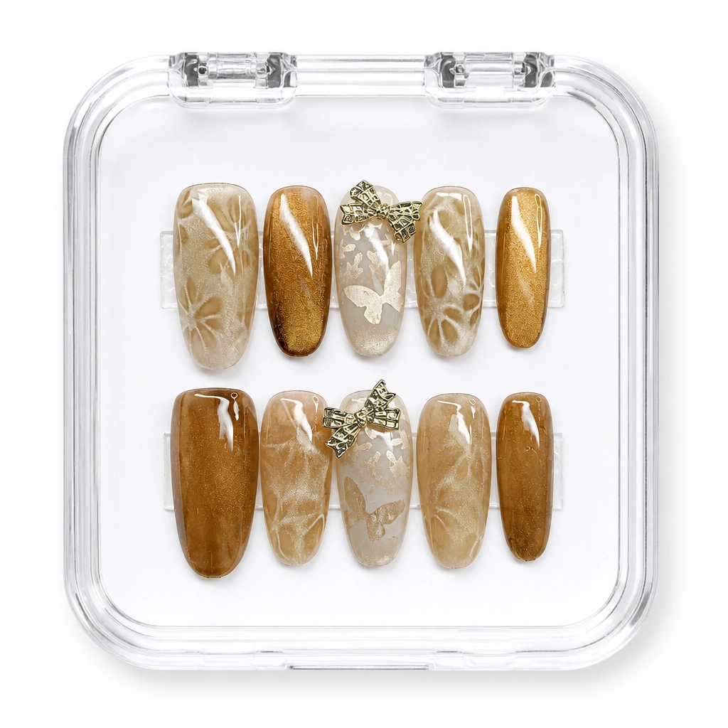 Press-on Nails Wholesale $7.90 Gilded Amber Wings by Yabe Vietnam