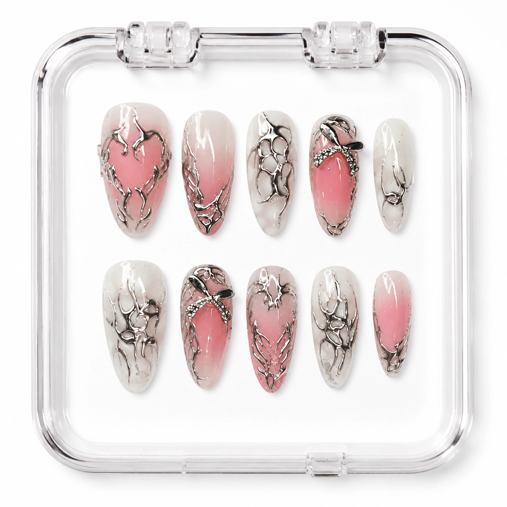Press-on Nails Wholesale $7.90 Cyber Chrome Rose by Yabe Vietnam