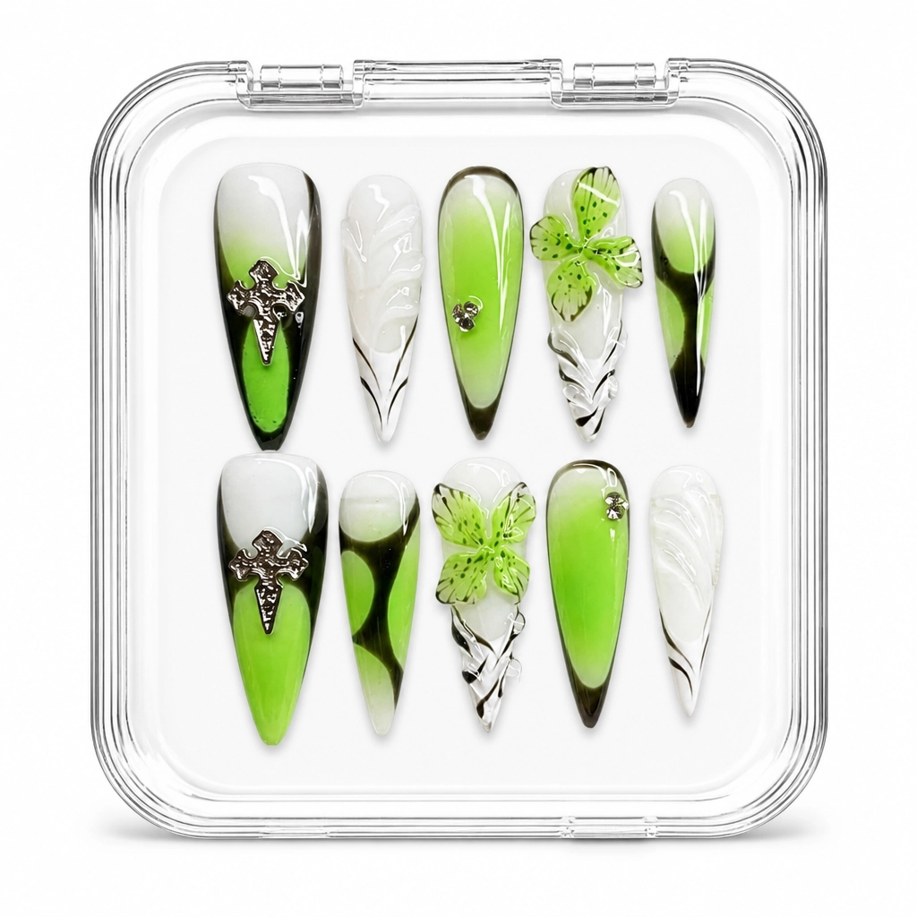Press-on Nails Wholesale $7.90 Gothic Lime Elegance by Yabe Vietnam