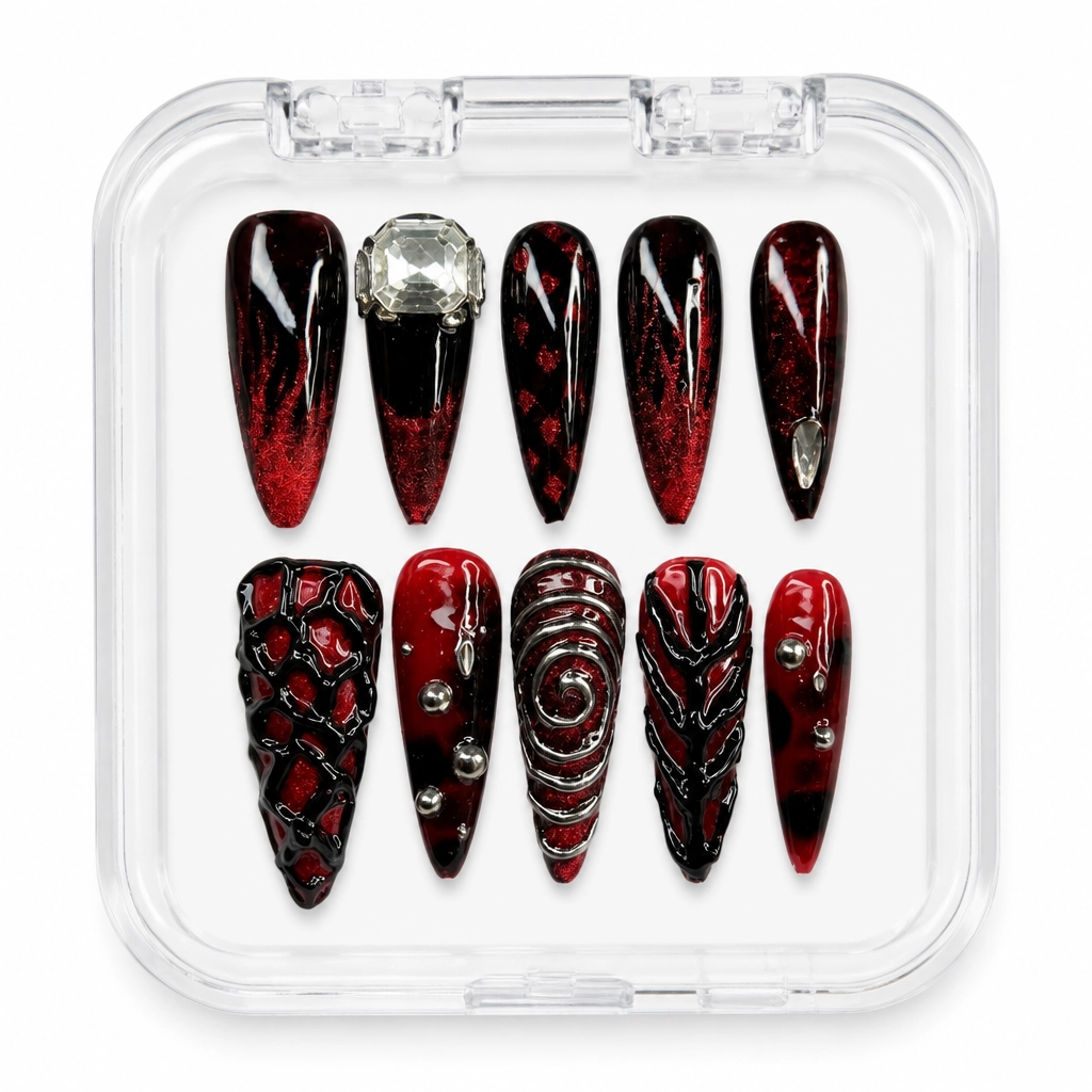 Press-on Nails Wholesale $7.90 Vampire Ruby Web by Yabe Vietnam