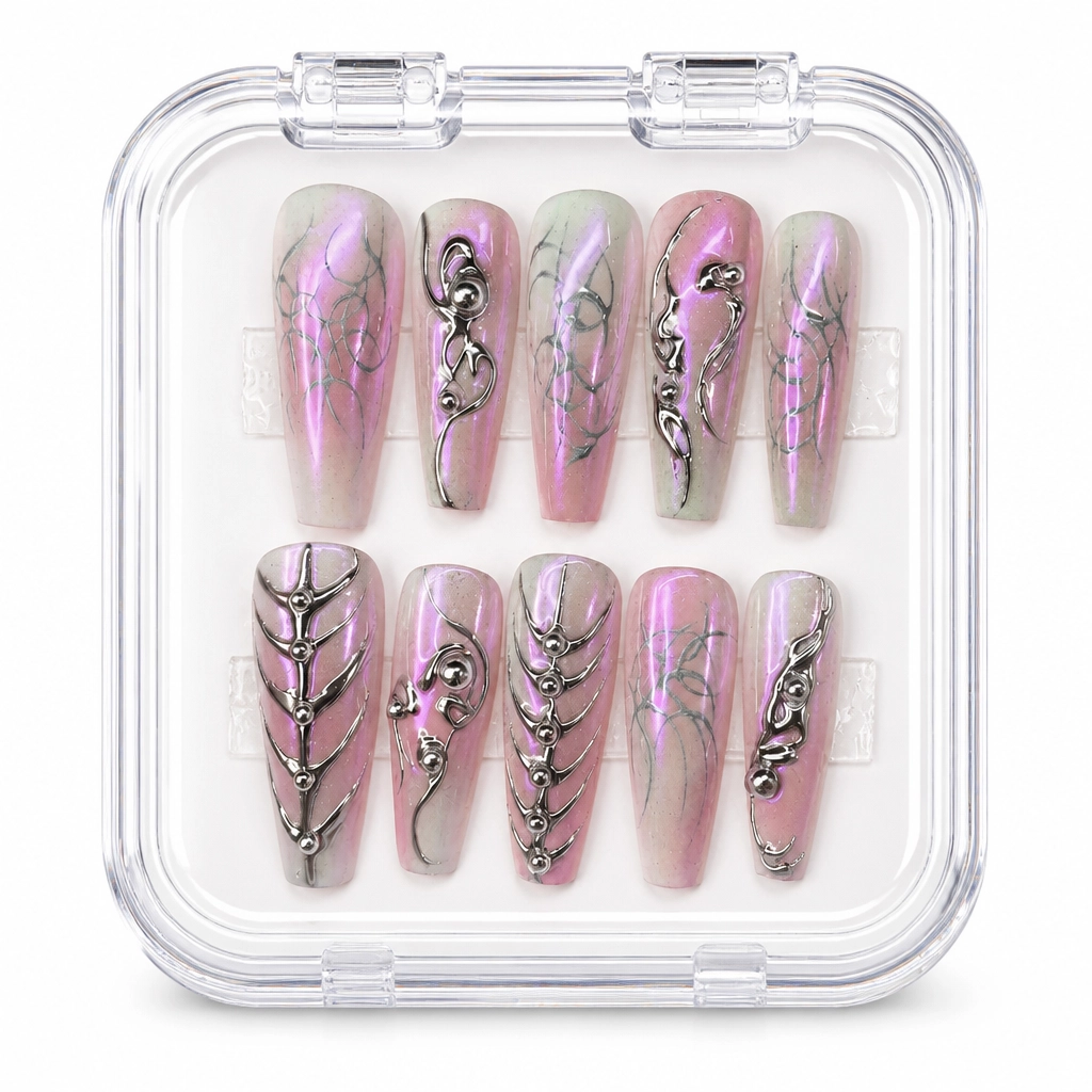Press-on Nails Wholesale $7.90 Aurora Cyber Chrome by Yabe Vietnam