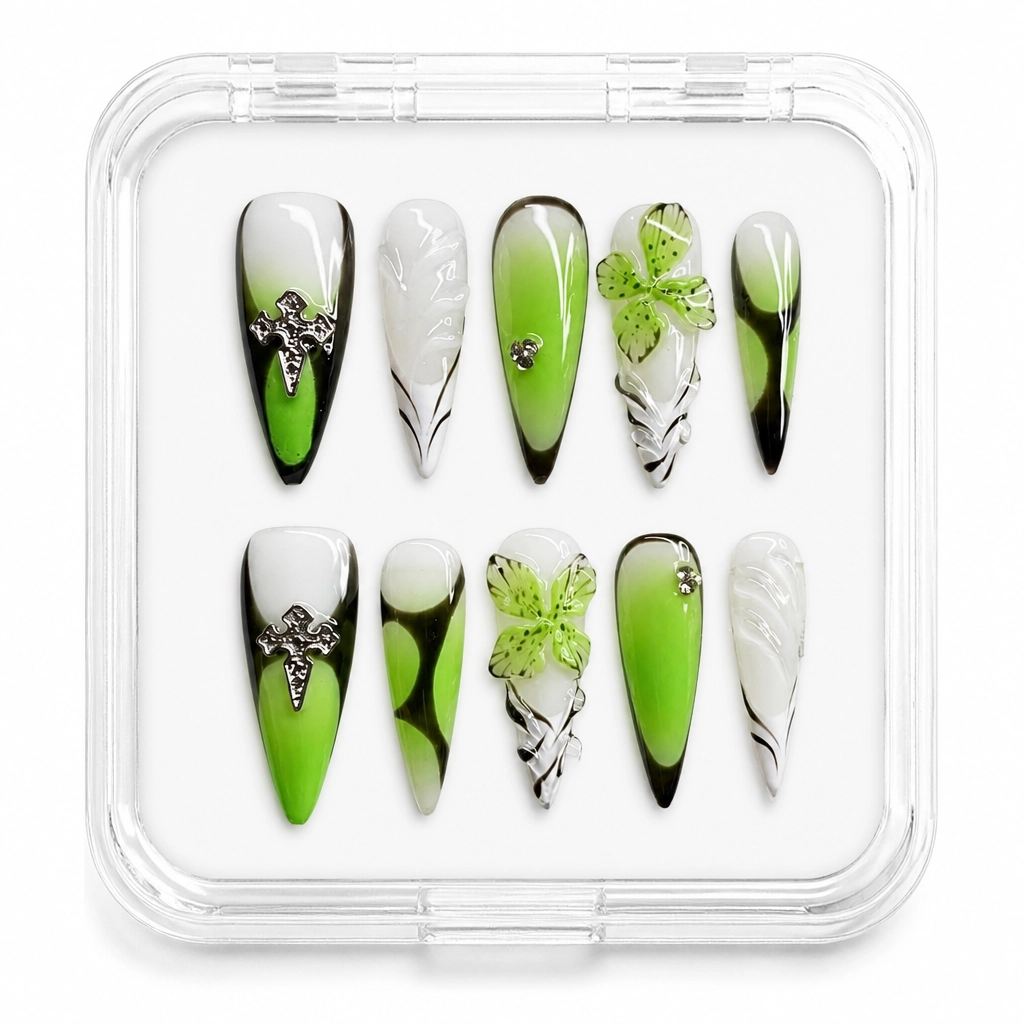 Press-on Nails Wholesale $7.90 Gothic Emerald Bliss by Yabe Vietnam