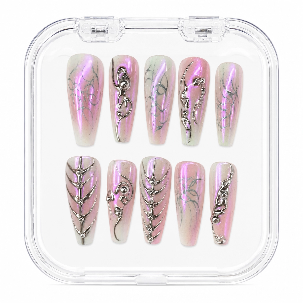 Press-on Nails Wholesale $7.90 Cyber Metallic Aura by Yabe Vietnam