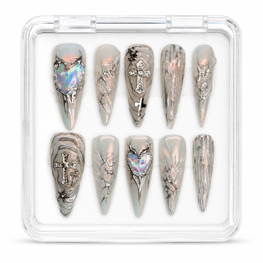 Press-on Nails Wholesale $7.90 Gothic Heartbeat by Yabe Vietnam