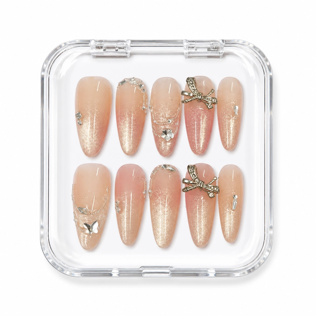Press-on Nails Wholesale $7.90 Glazed Bow Dreams by Yabe Vietnam