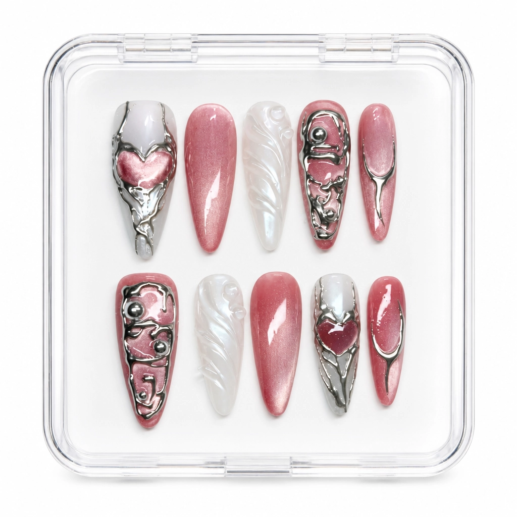 Press-on Nails Wholesale $7.90 Metallic Pink Aura by Yabe Vietnam