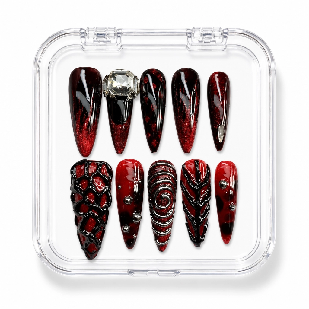 Press-on Nails Wholesale $7.90 Crimson Venom by Yabe Vietnam