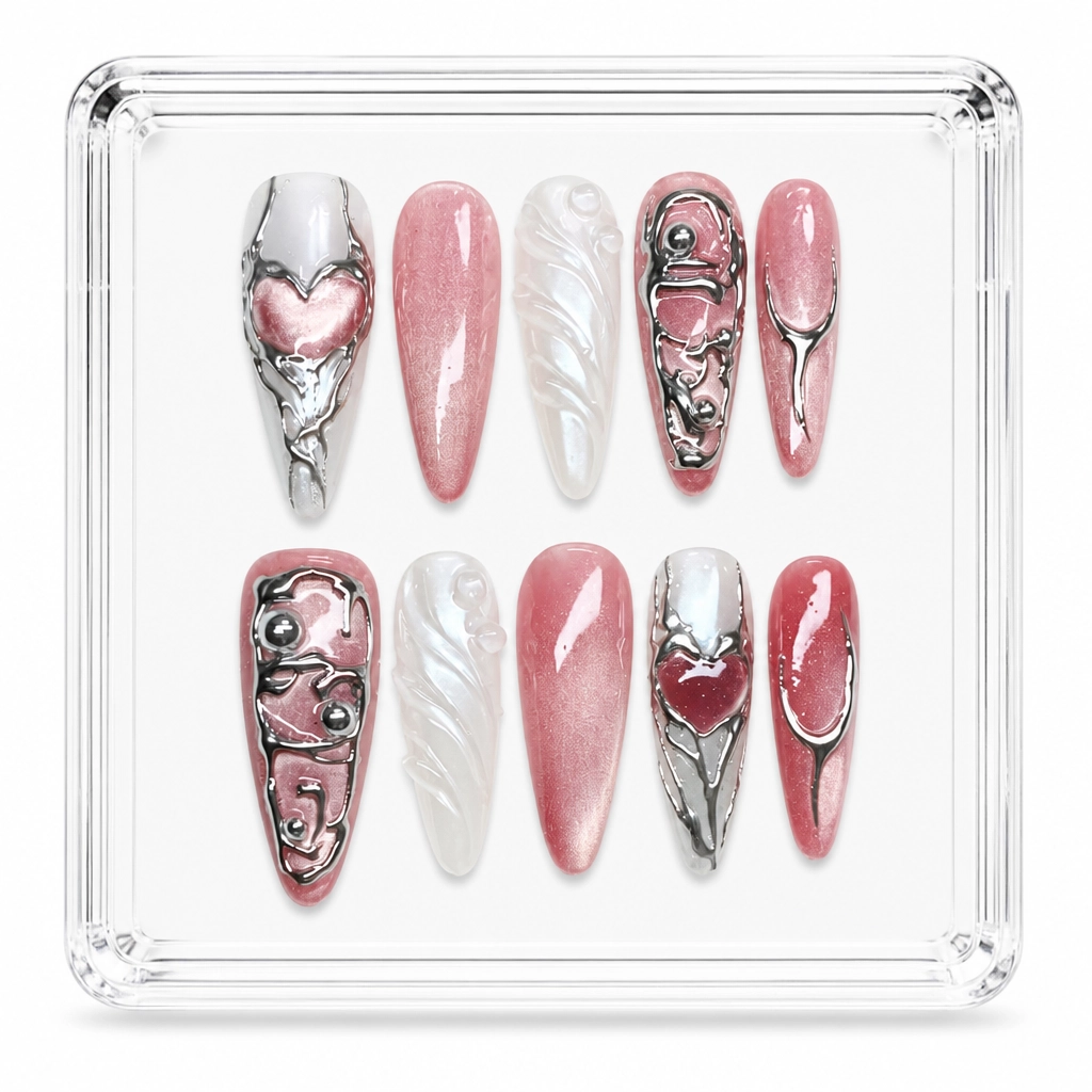 Press-on Nails Wholesale $7.90 Cyber Rose Glow by Yabe Vietnam
