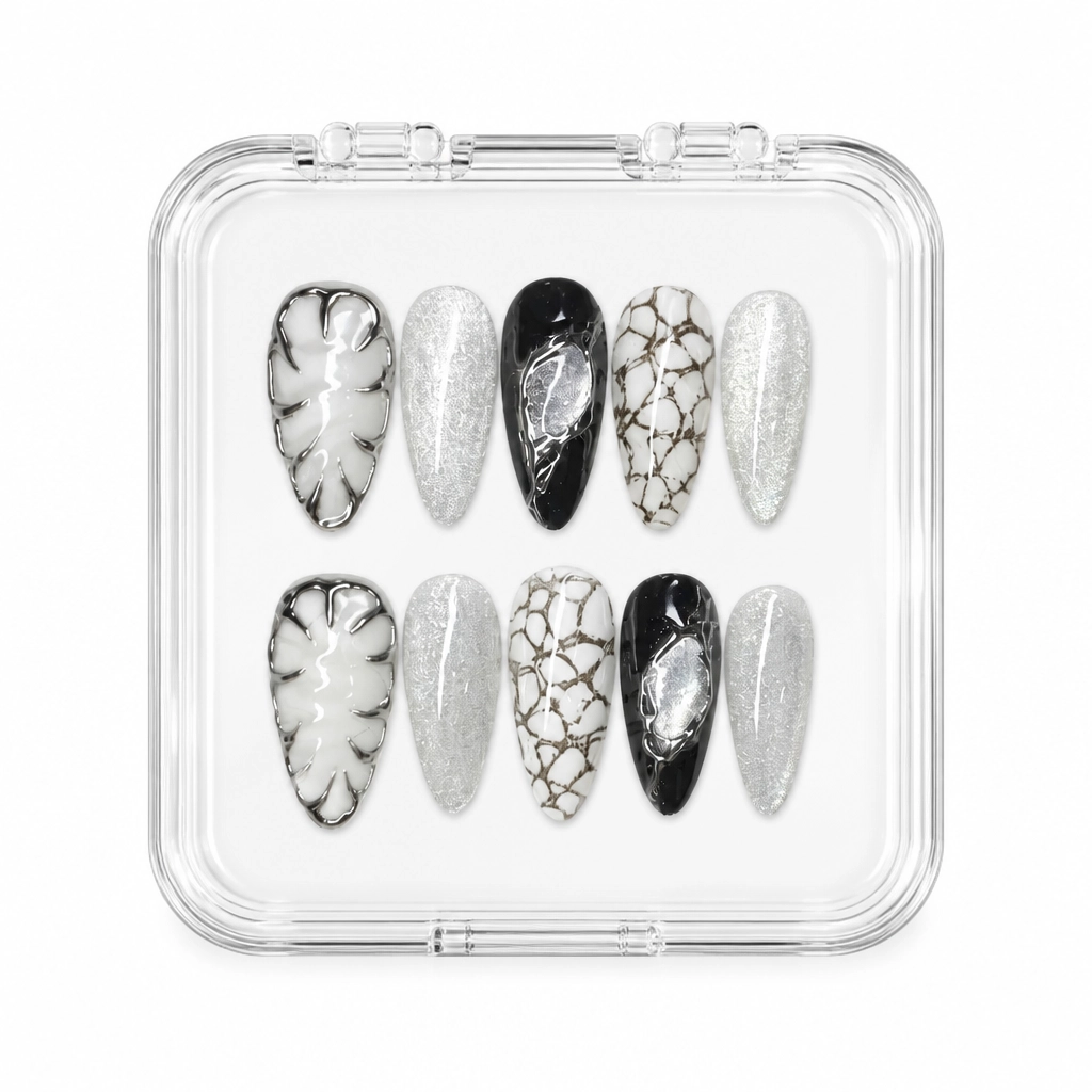 Press-on Nails Wholesale $7.90 Monochrome Mirage by Yabe Vietnam