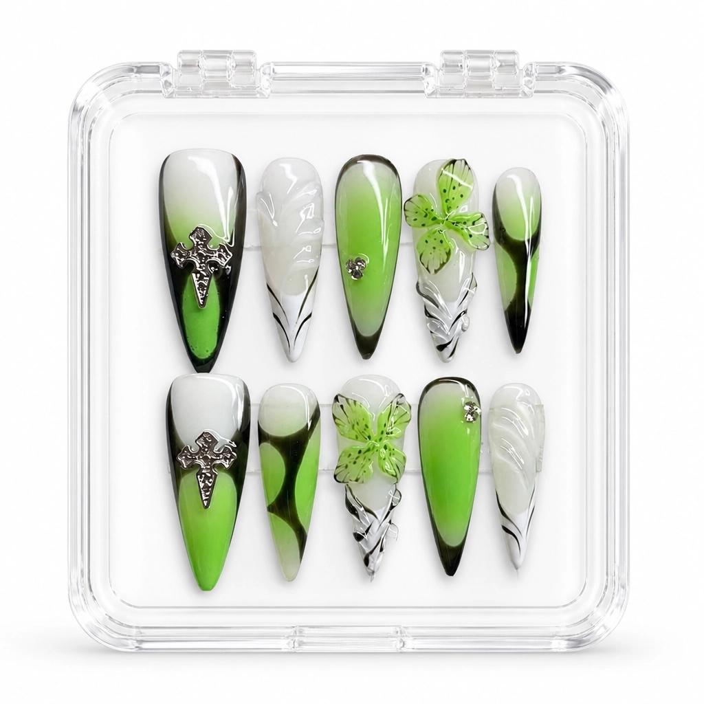 Press-on Nails Wholesale $7.90 Gothic Lime Fantasy by Yabe Vietnam