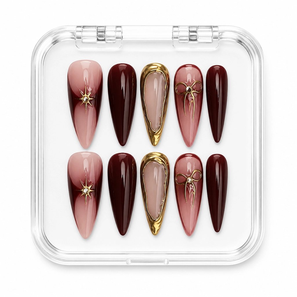 Press-on Nails Wholesale $7.90 Royal Burgundy Bliss by Yabe Vietnam