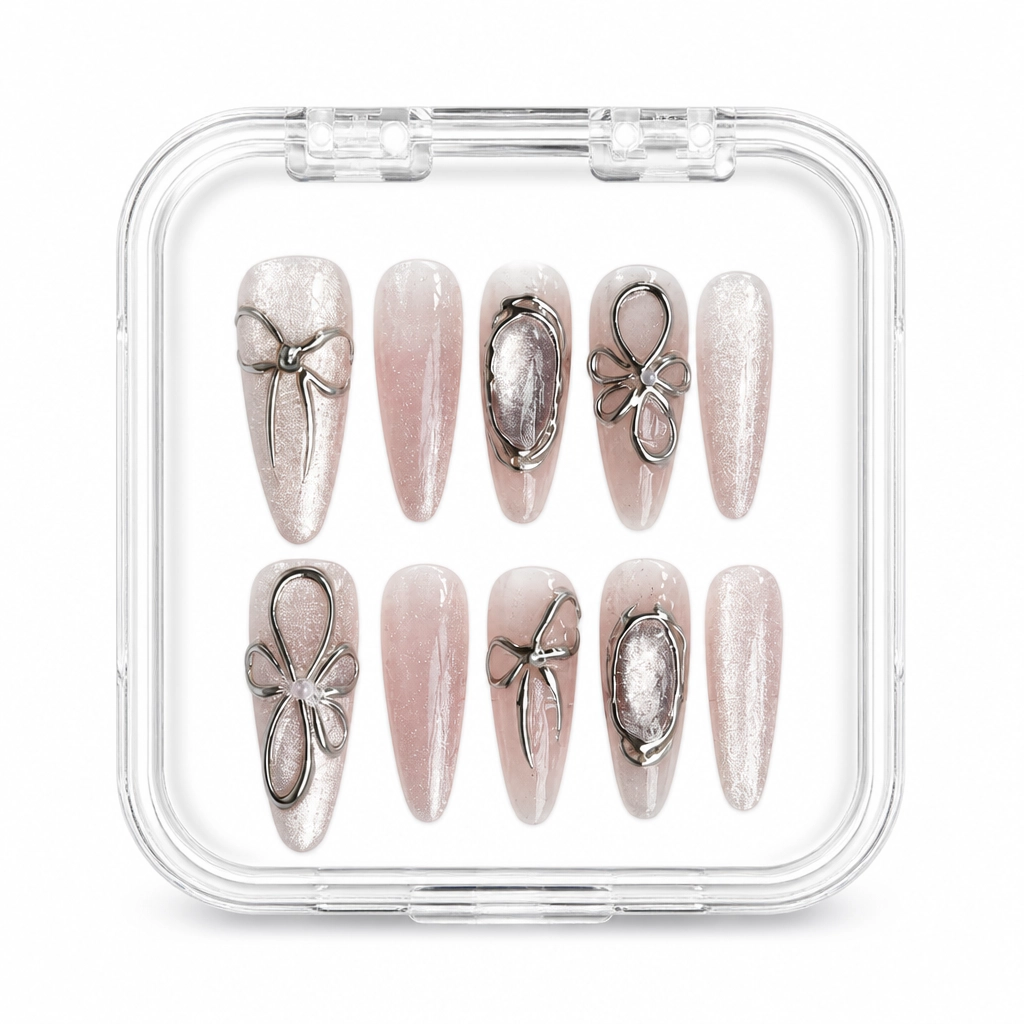Press-on Nails Wholesale $7.90 Platinum Ribbons by Yabe Vietnam