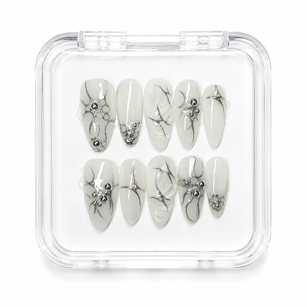 Press-on Nails Wholesale $7.90 Cyber Web Almond by Yabe Vietnam