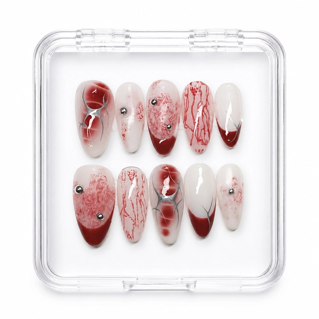 Press-on Nails Wholesale $7.90 Crimson Veil by Yabe Vietnam