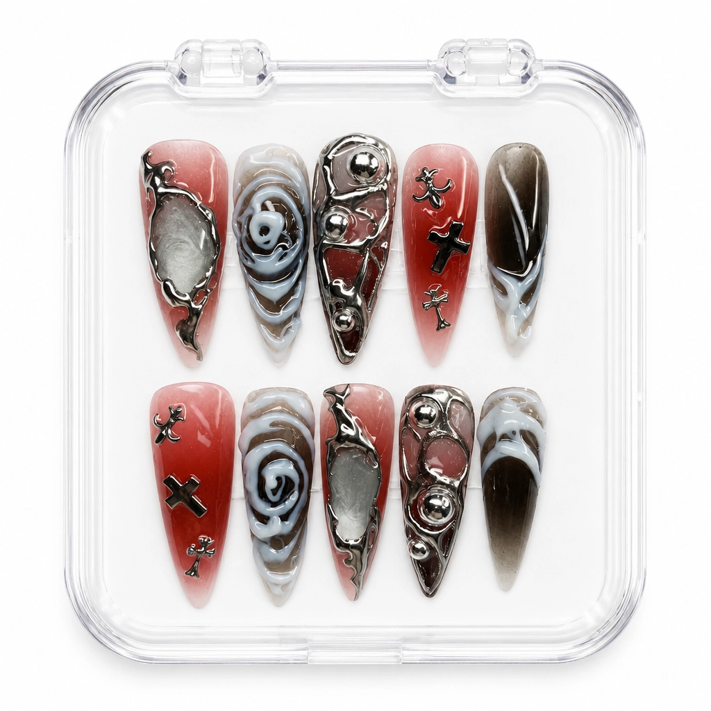 Press-on Nails Wholesale $7.90 Gothic Chrome Illusion by Yabe Vietnam