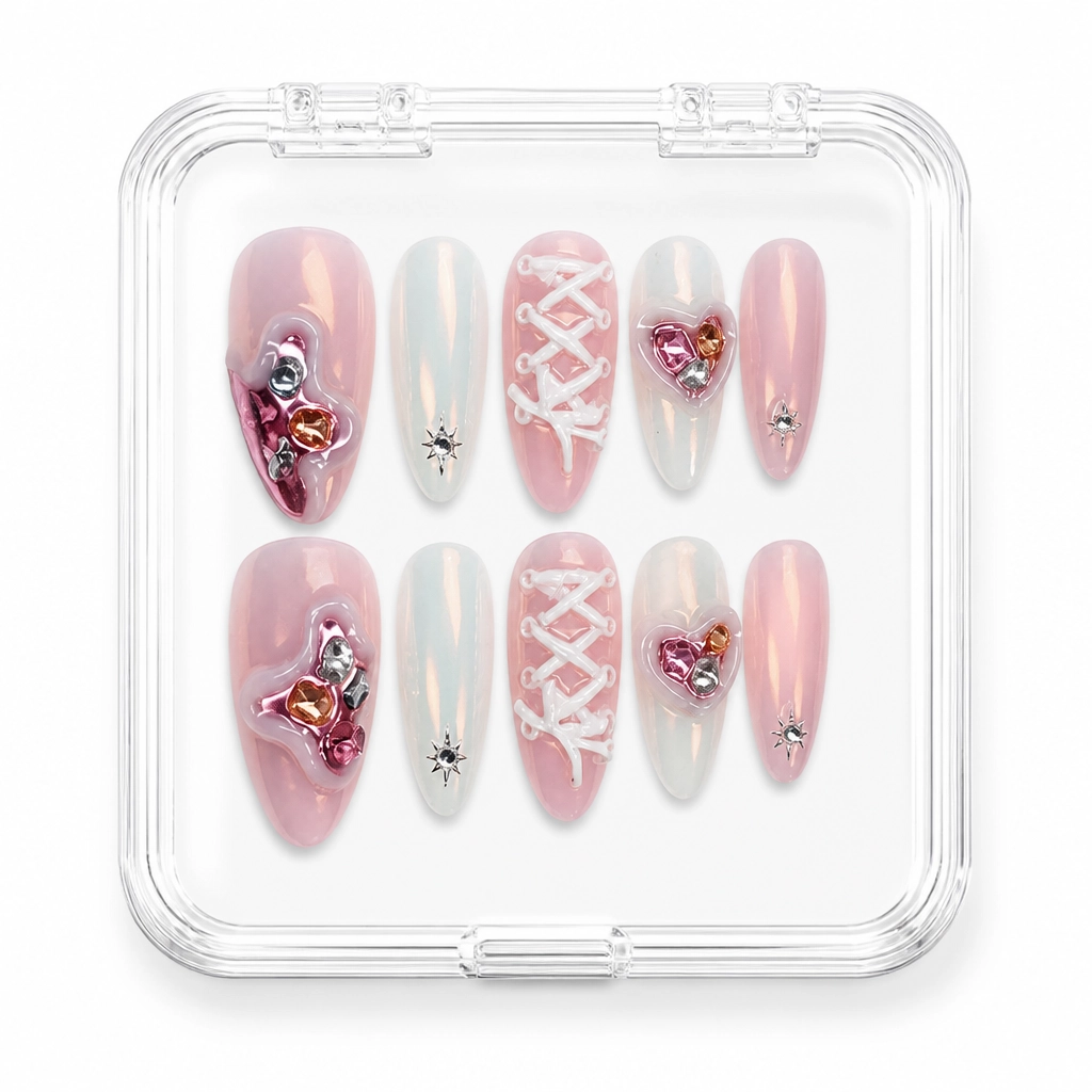 Press-on Nails Wholesale $7.90 Coquette Pink Corset by Yabe Vietnam