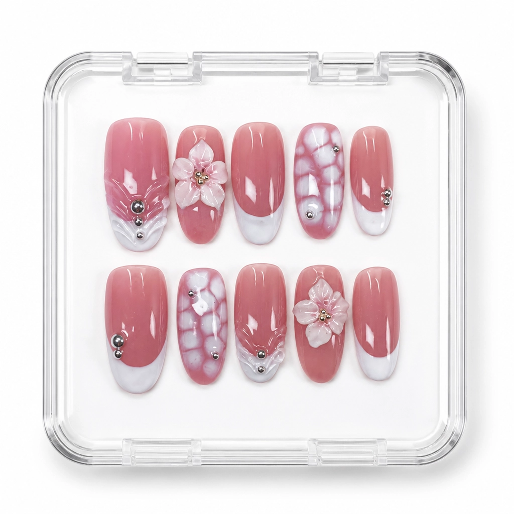 Press-on Nails Wholesale $7.90 Blushing Blossom by Yabe Vietnam