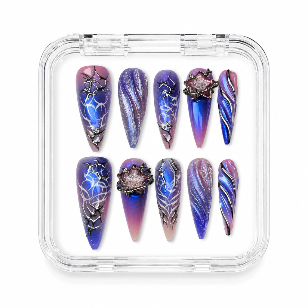 Press-on Nails Wholesale $7.90 Cosmic Starburst by Yabe Vietnam