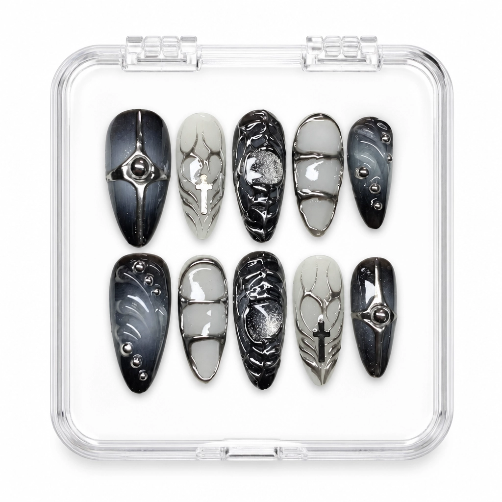 Press-on Nails Wholesale $7.90 Cyber Goth Chrome by Yabe Vietnam