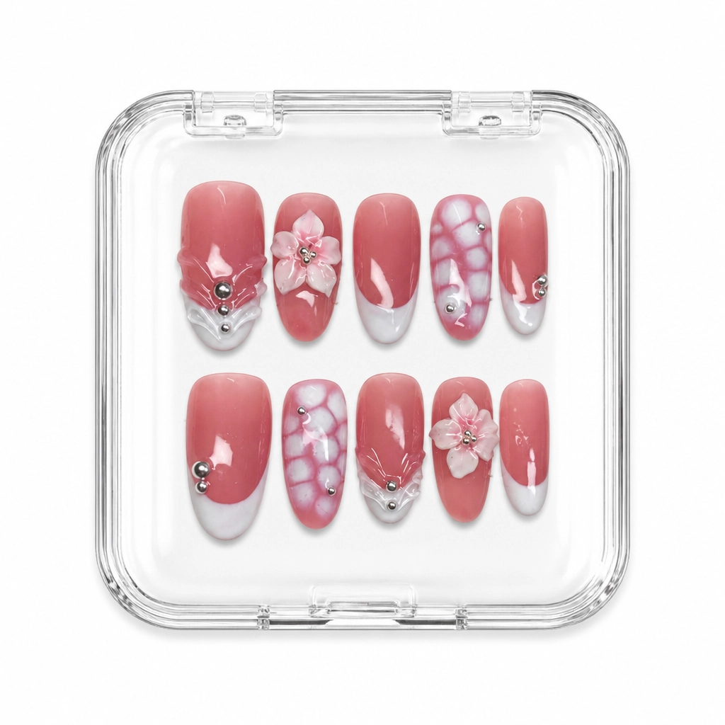 Press-on Nails Wholesale $7.90 Vintage Rose Blossom by Yabe Vietnam