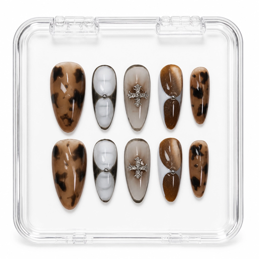 Press-on Nails Wholesale $7.90 Tortoise Elegance by Yabe Vietnam