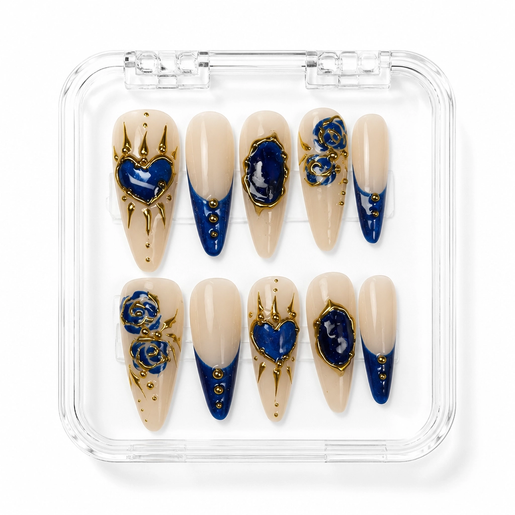 Press-on Nails Wholesale $7.90 Sapphire Bloom by Yabe Vietnam