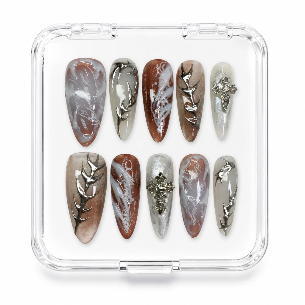 Press-on Nails Wholesale $7.90 Gilded Elegance by Yabe Vietnam