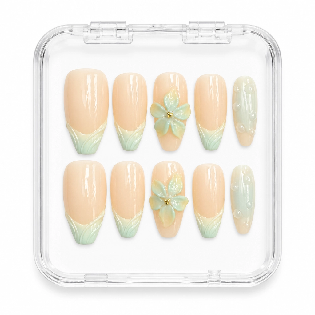 Press-on Nails Wholesale $7.90 Mint Blossom Breeze by Yabe Vietnam