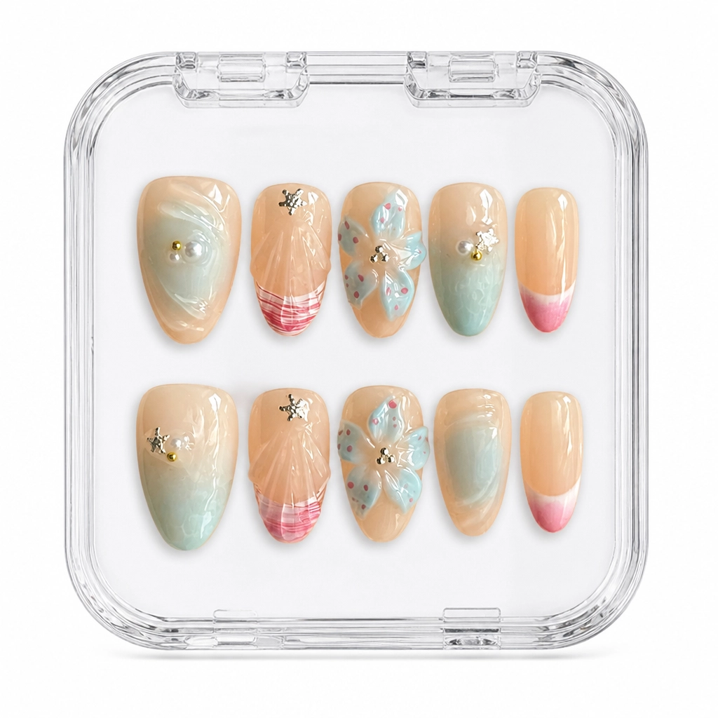 Press-on Nails Wholesale $7.90 Coastal Blossom by Yabe Vietnam