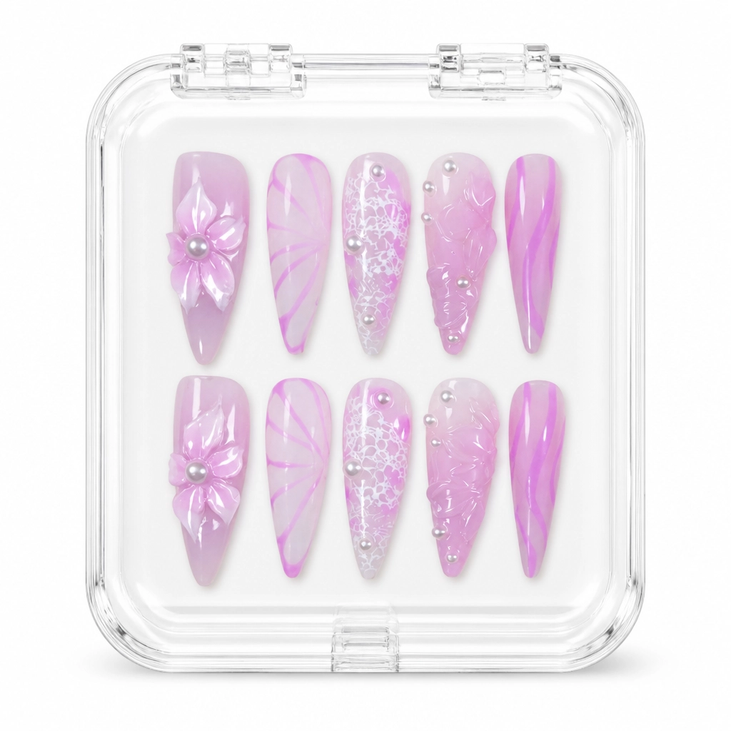 Press-on Nails Wholesale $7.90 Lilac Lace Dream by Yabe Vietnam