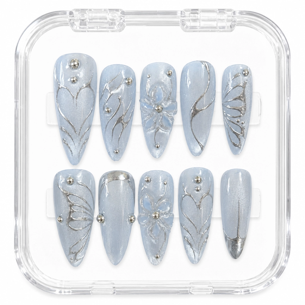 Press-on Nails Wholesale $7.90 Ice Queen Wings by Yabe Vietnam
