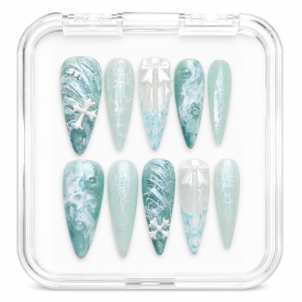 Press-on Nails Wholesale $7.90 Ocean Ice Cross by Yabe Vietnam
