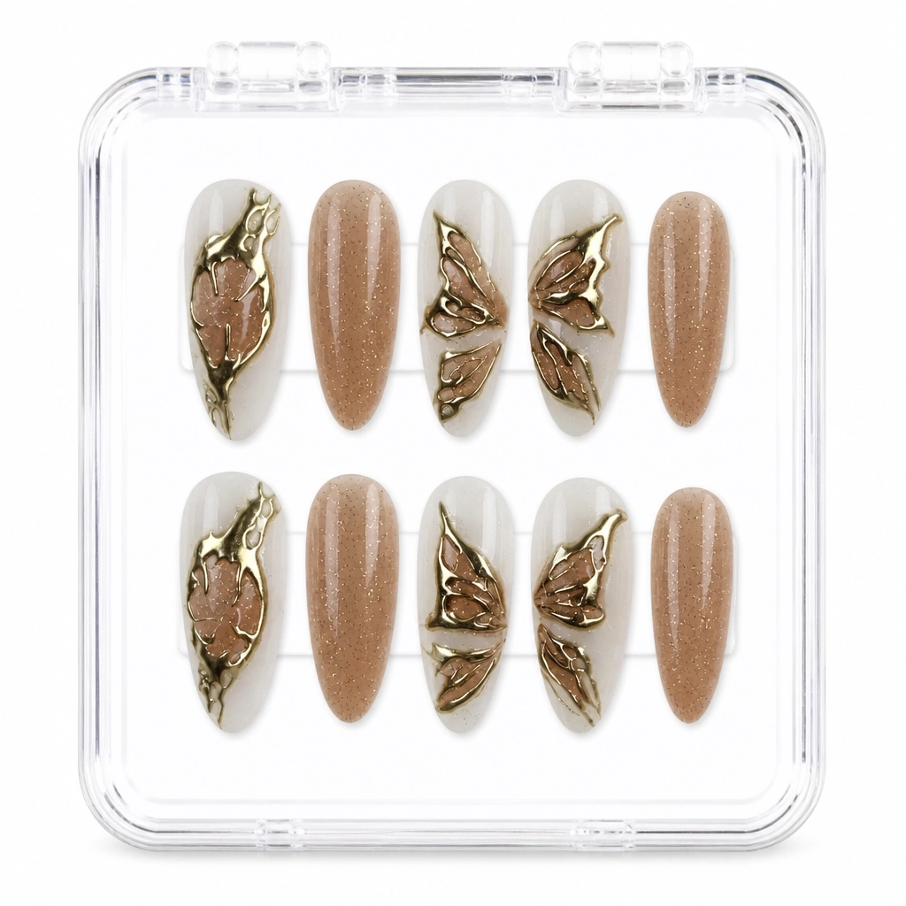 Press-on Nails Wholesale $7.90 Golden Monarch Dream by Yabe Vietnam