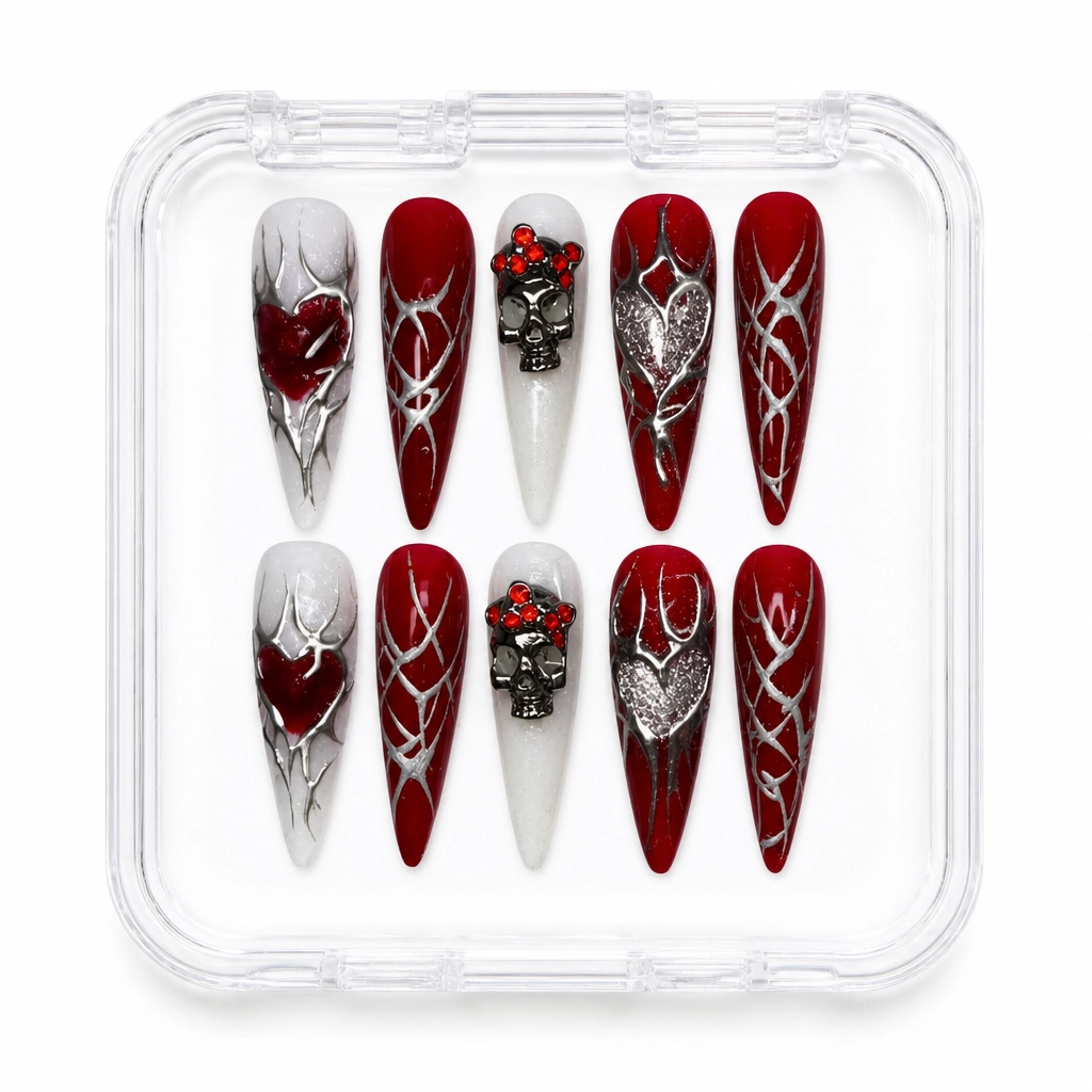 Press-on Nails Wholesale $7.90 Crimson Gothic Heart by Yabe Vietnam