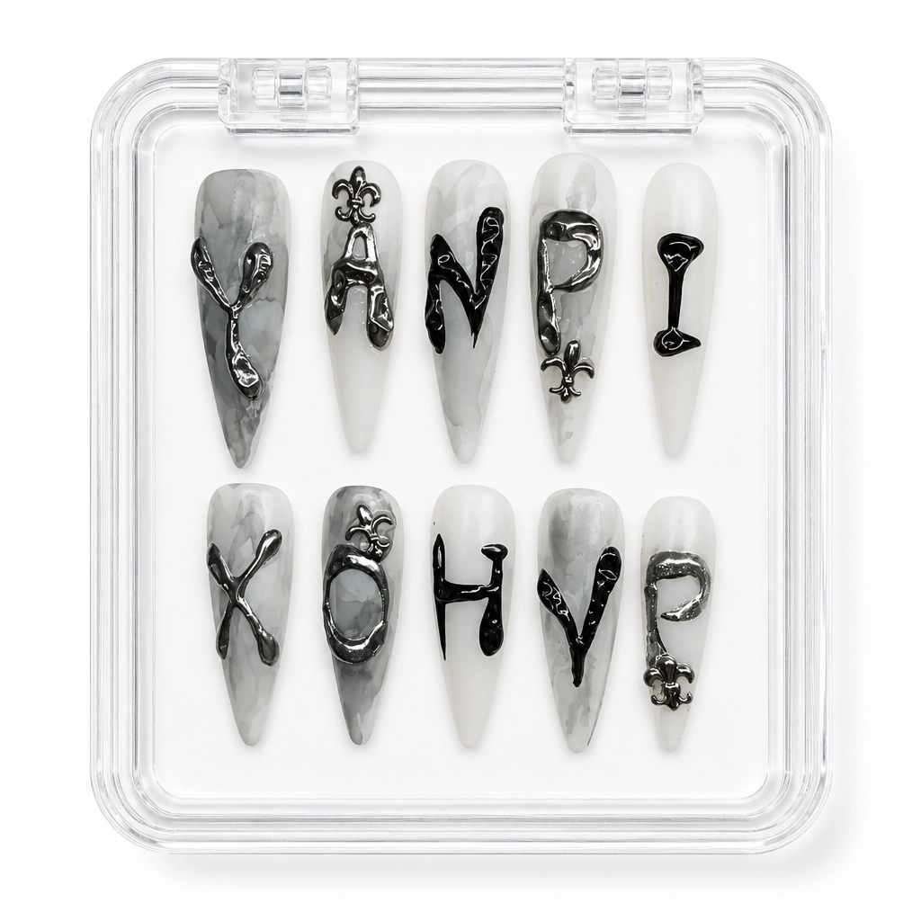 Press-on Nails Wholesale $7.90 Gothic Marble Charm by Yabe Vietnam