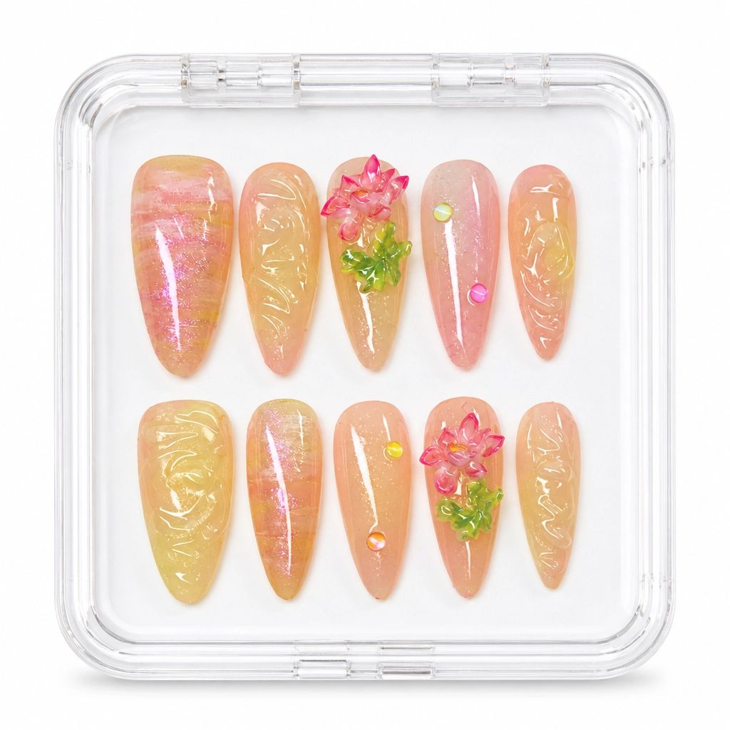 Press-on Nails Wholesale $7.90 Ethereal Lotus by Yabe Vietnam