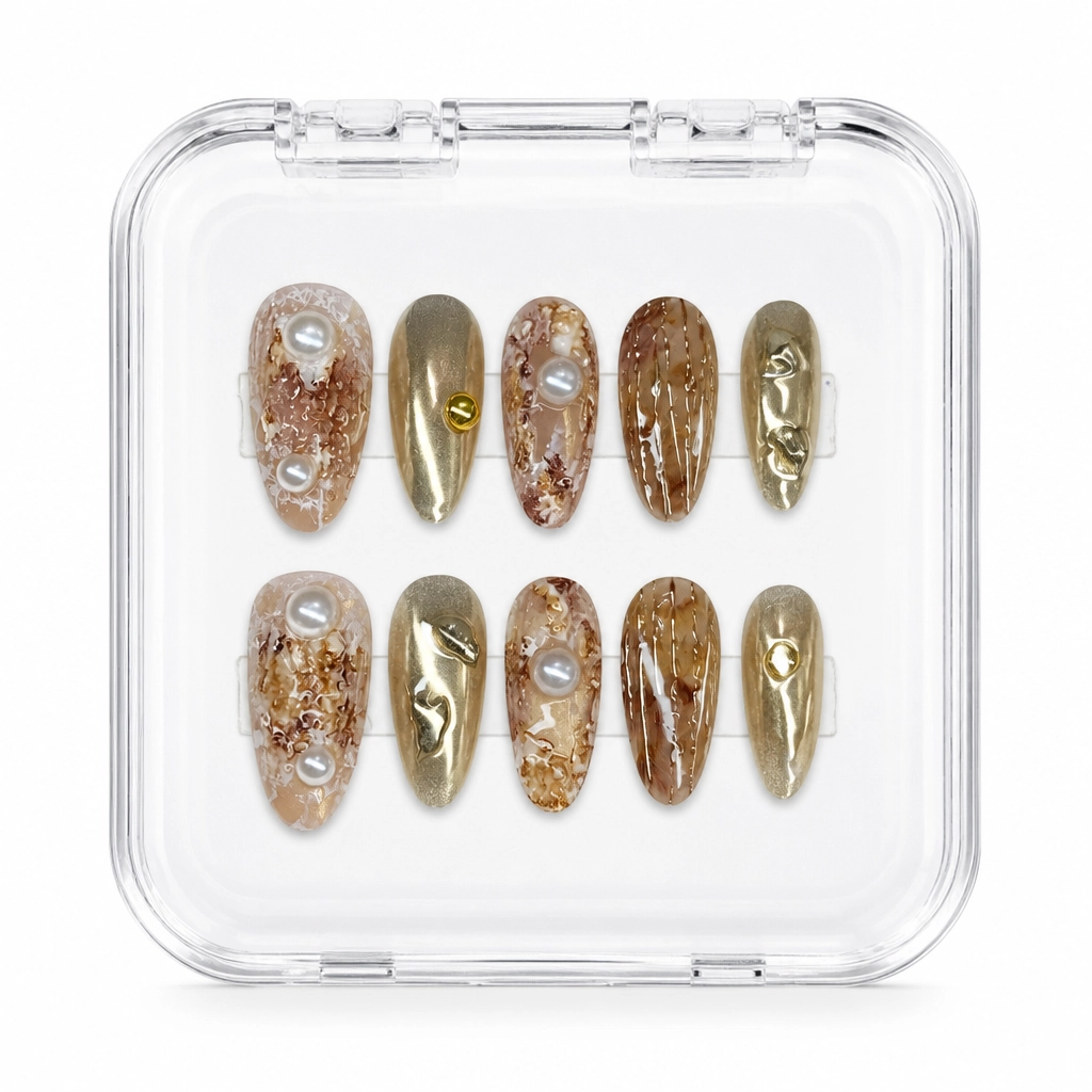 Press-on Nails Wholesale $7.90 Gilded Marble Elegance by Yabe Vietnam