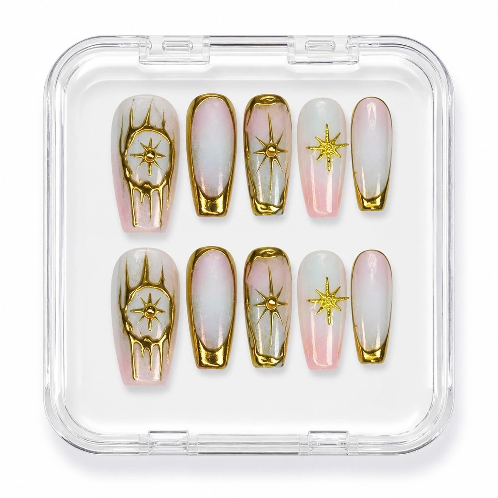 Press-on Nails Wholesale $7.90 Celestial Gilded Aura by Yabe Vietnam