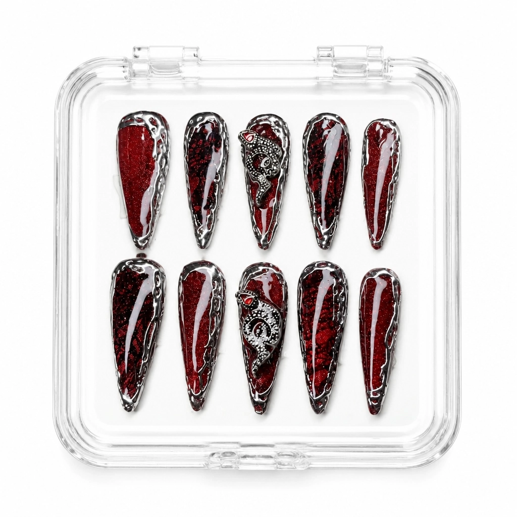 Press-on Nails Wholesale $7.90 Crimson Serpentine by Yabe Vietnam