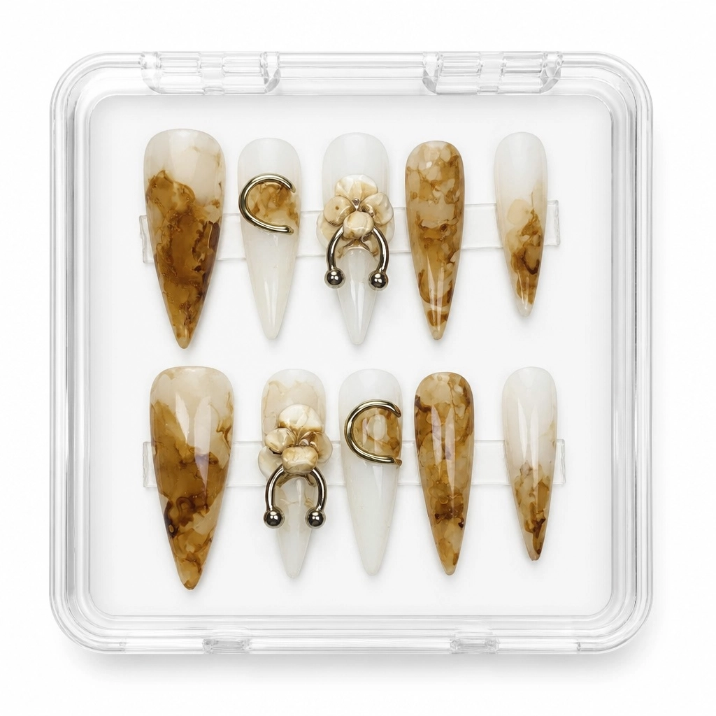 Press-on Nails Wholesale $7.90 Amber Elegance by Yabe Vietnam