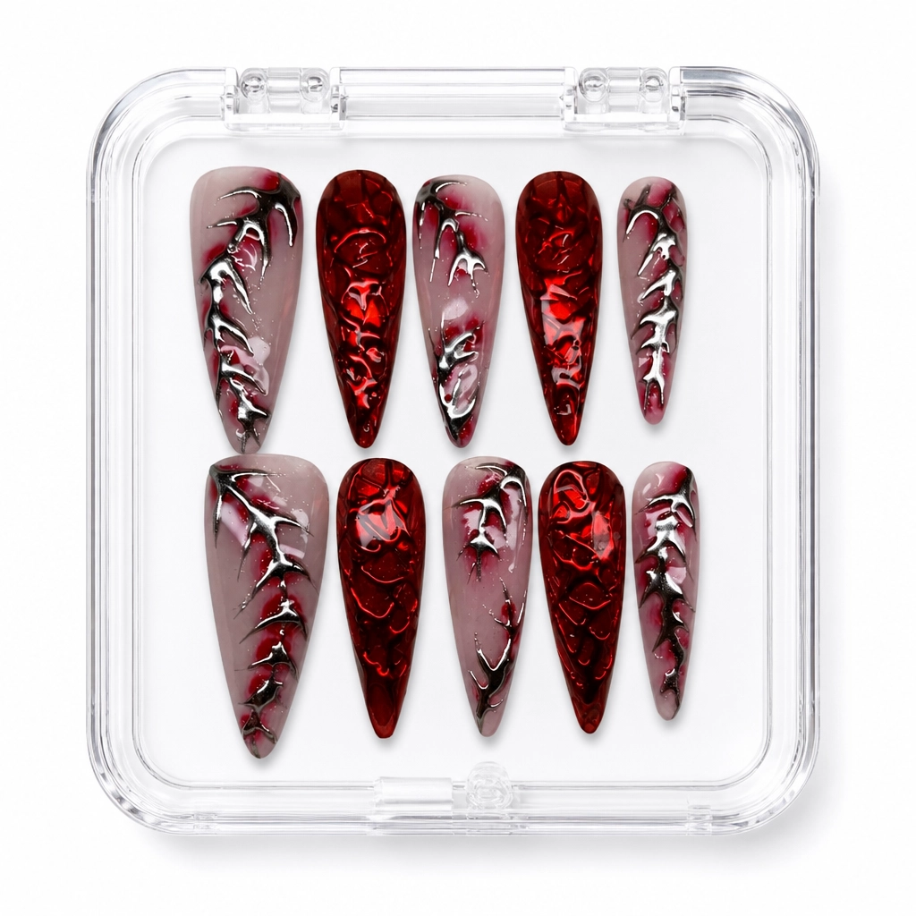 Press-on Nails Wholesale $7.90 Crimson Spine by Yabe Vietnam