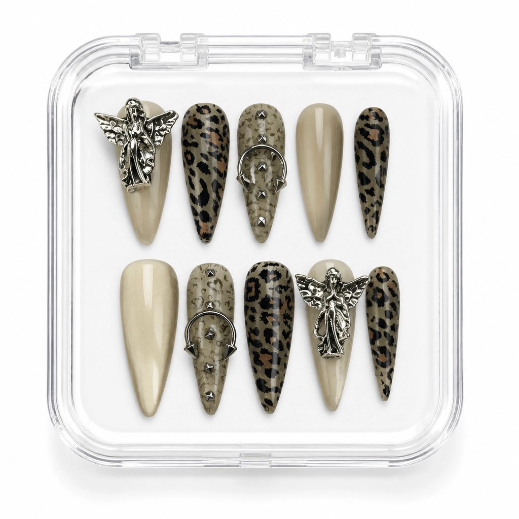 Press-on Nails Wholesale $7.90 Leopard Angel by Yabe Vietnam