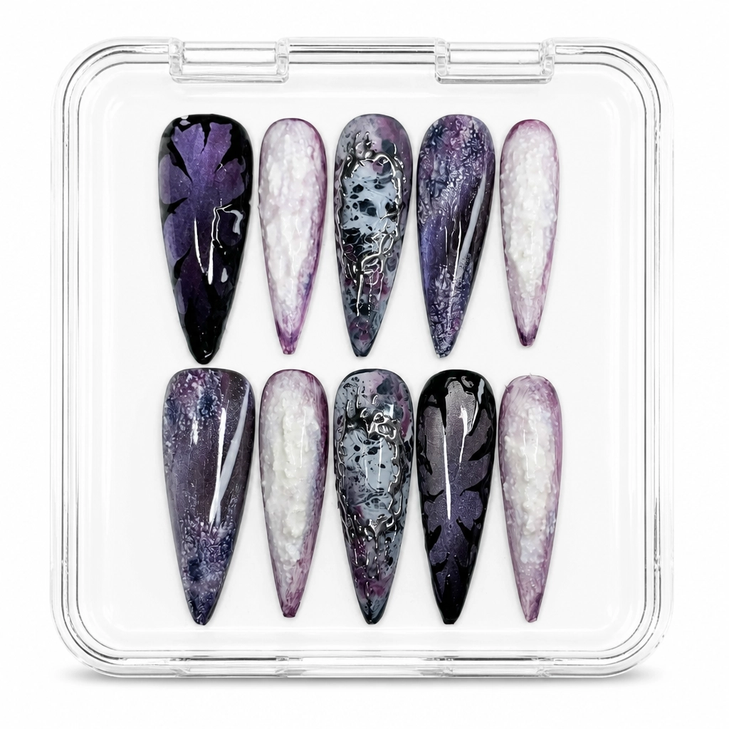 Press-on Nails Wholesale $7.90 Velvet Orchid Drip by Yabe Vietnam