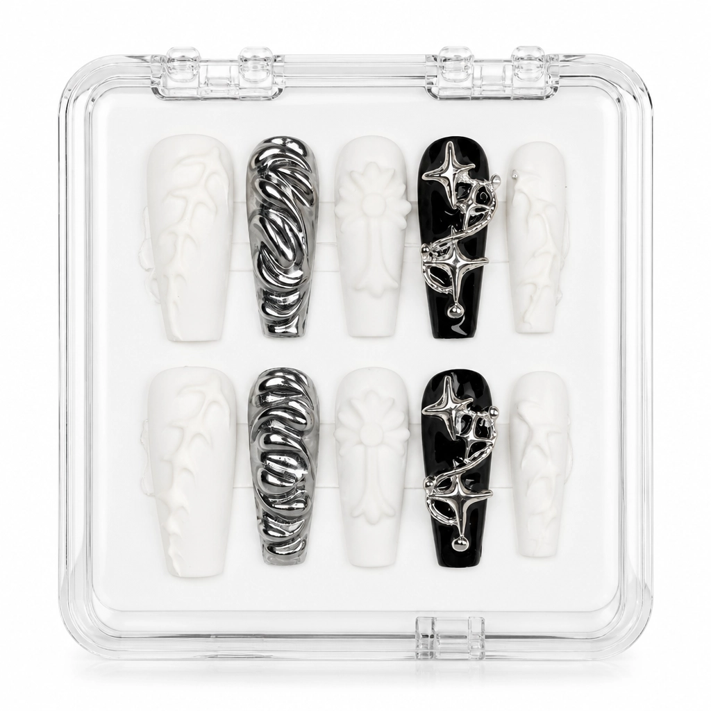 Press-on Nails Wholesale $7.90 Gothic Chrome Elegance by Yabe Vietnam