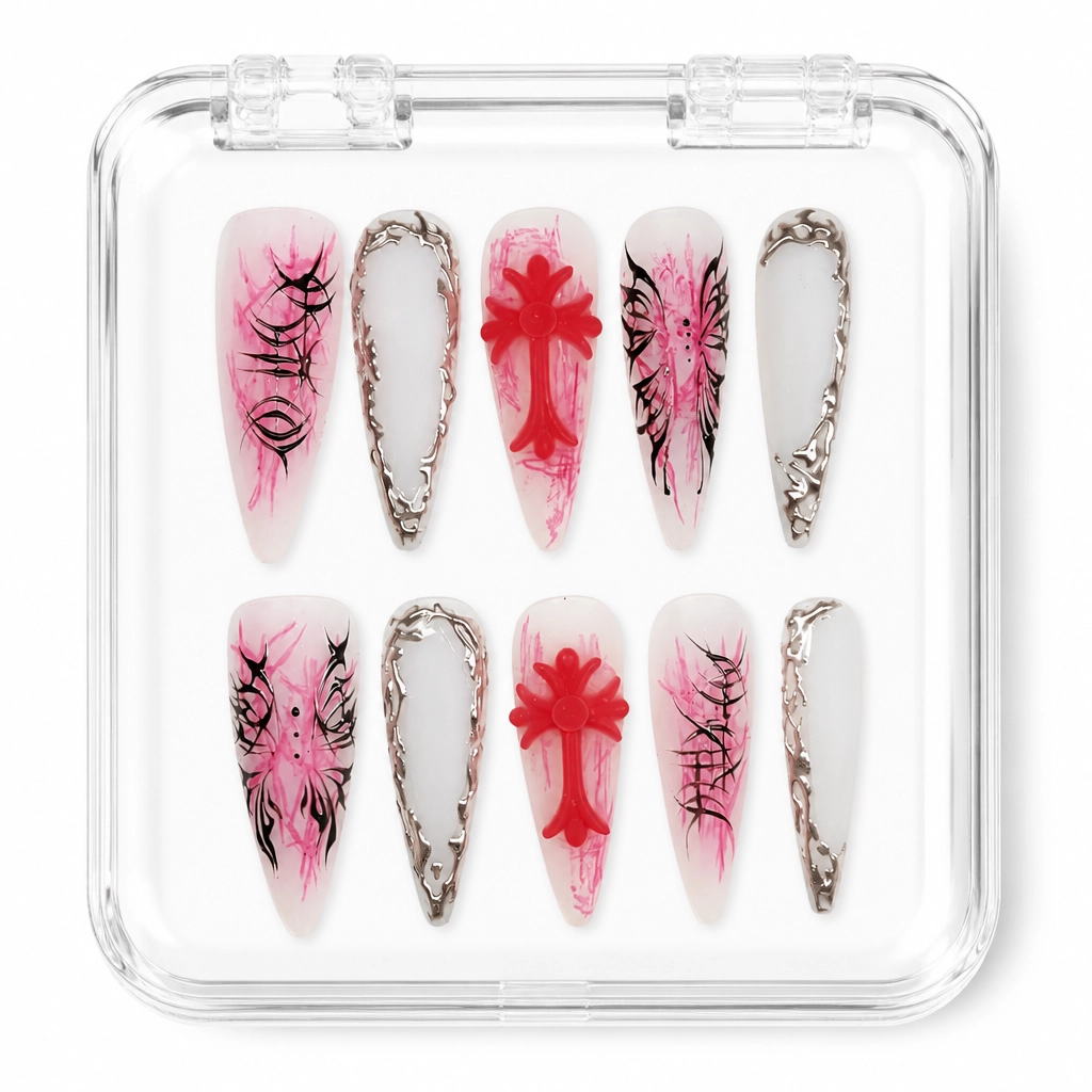 Press-on Nails Wholesale $7.90 Crimson Web by Yabe Vietnam