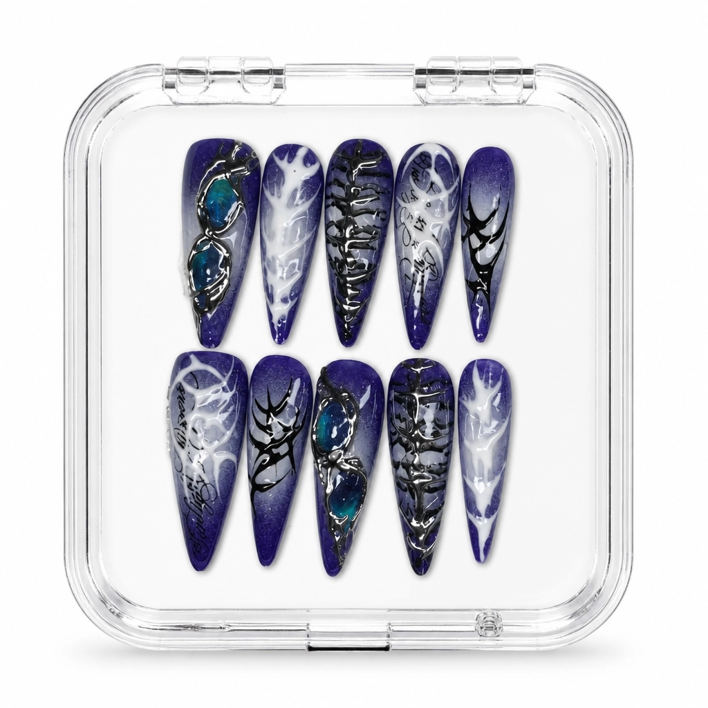 Press-on Nails Wholesale $7.90 Violet Gothic Chrome by Yabe Vietnam