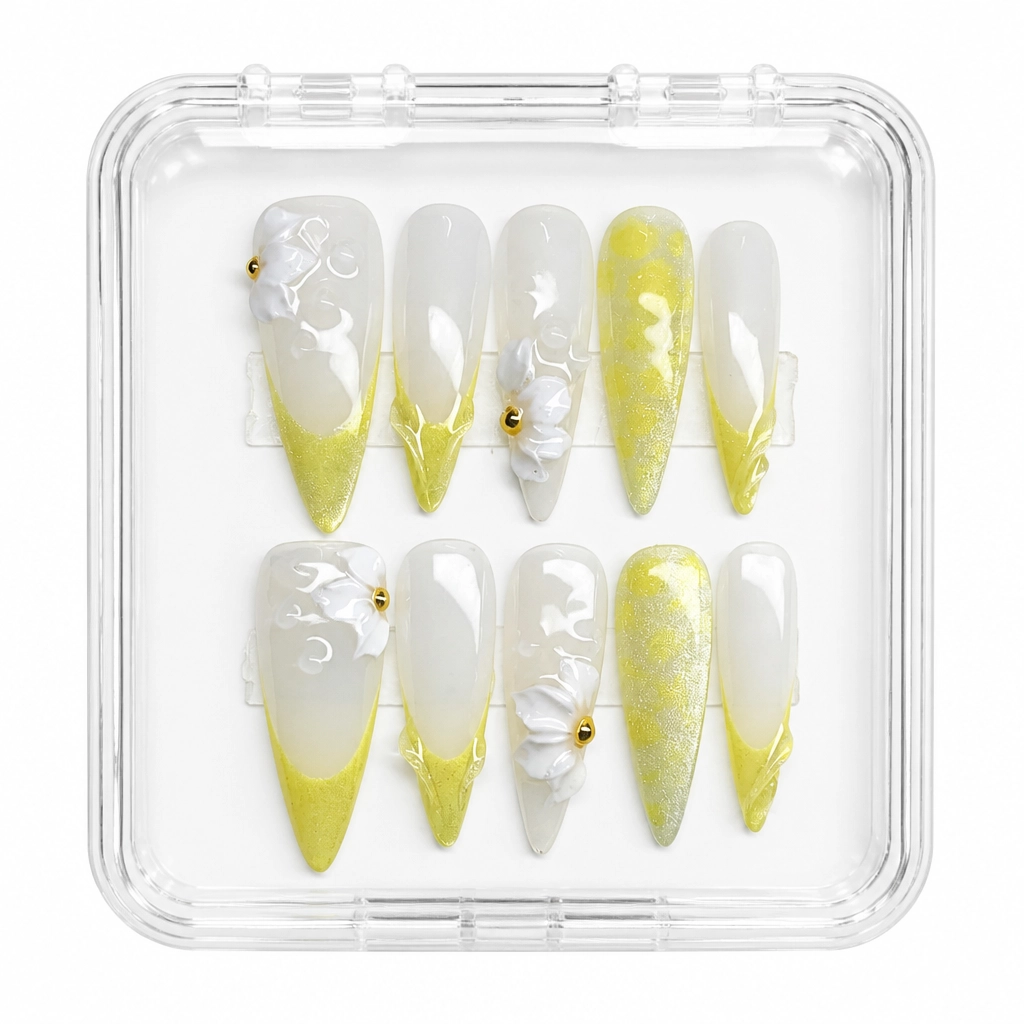 Press-on Nails Wholesale $7.90 Lemon Honey Blossom by Yabe Vietnam